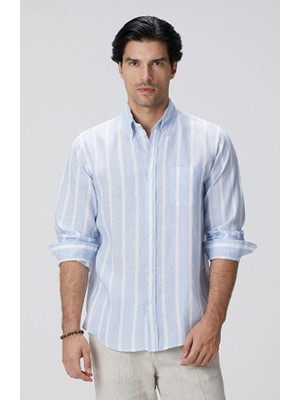 Network Blue And White Striped Shirt