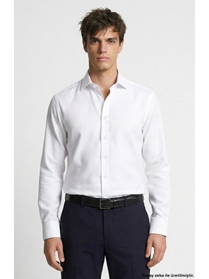 Network Non-Iron White Jacquard Shirt