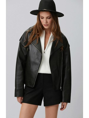 Network Black Biker Leather Jacket