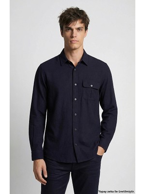 Network Comfort Fit Navy Jacquard Shirt