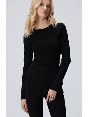 Network Black Stone Print Detail Sweater