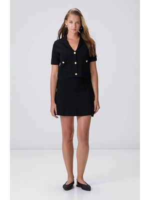 Network Black Jacquard Detail Mini Rayon Skirt