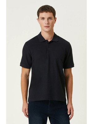 Network Navy Polo Collar Jacquard T-Shirt