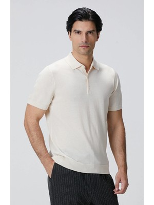 Network Beige Polo Collar Knit Sweater