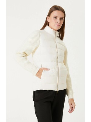 Network Off-White Knit Sleeve Puffer Jacket