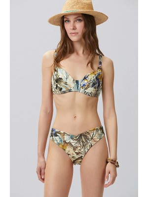 Network Yellow Green Patterned Bikini Top
