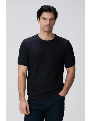 Network Navy Jacquard Knit Sweater