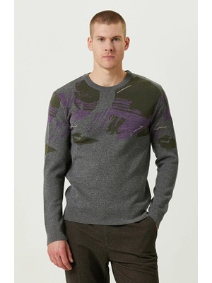 Network Anthracite Geometric Pattern Knit Sweater