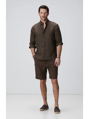 Network Brown Linen Shorts