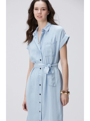 Network Light Blue Midi Denim Dress