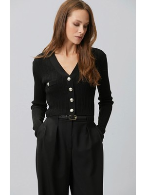 Network Black Crop Fit Cardigan
