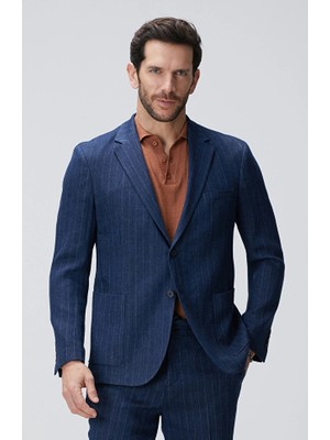 Network Navy Linen Blend Blazer