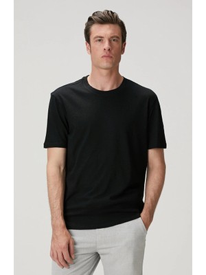 Network Black Linen Blend T-Shirt