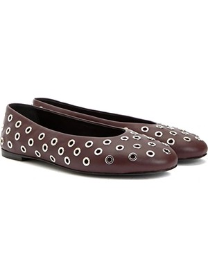 Network Burgundy Women's Leather Ballet Flats