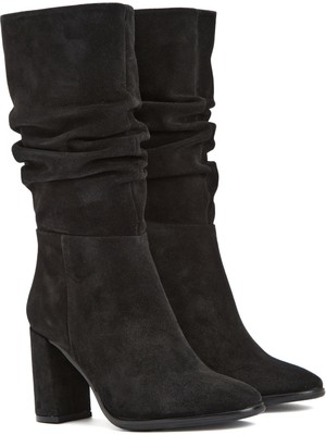 Divarese Dıvarese Black Ruched Women's Tall Boots