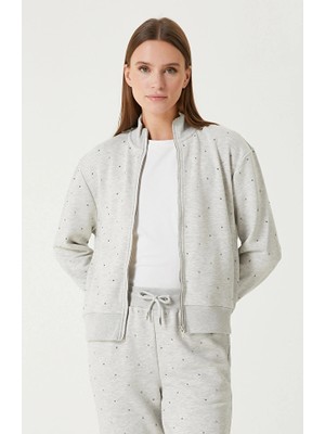 Network Grey Melange Stone Print Detail Sweatshirt