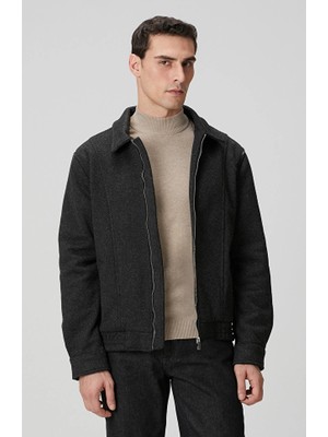 Network Black Diagonal Patterned Bomber Jacket