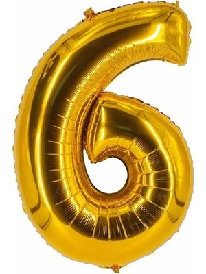 Die Grup 6 Yaş 40 Inç 100 cm Gold Büyük Rakam Folyo Balon