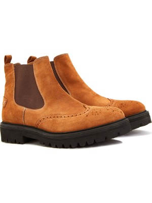 Divarese Dıvarese Tan Men's Suede Leather Chelsea Boots
