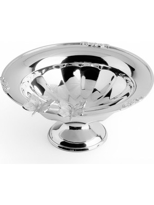 LuckyArt Lucky Art Decorative Butterfly-Detail Footed Stainless Steel Bowl 22 cm