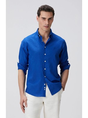 Network Saxe Blue Linen Shirt