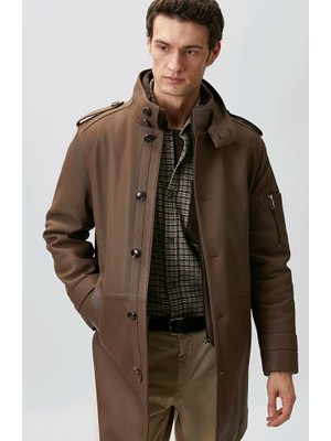 Network Mink Stand Collar Leather Coat