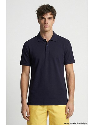 Network Navy Polo Collar Pique T-Shirt