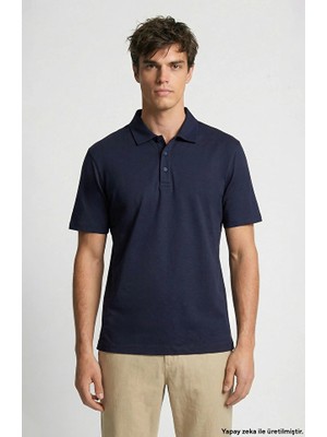 Network Non-Iron Polo Collar Navy T-Shirt