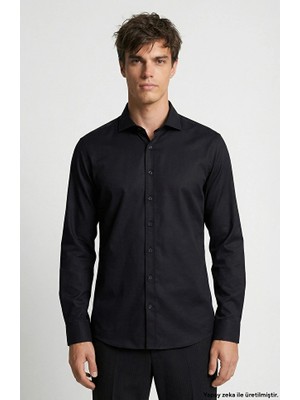 Network Slim Fit Plain Cotton Satin Shirt