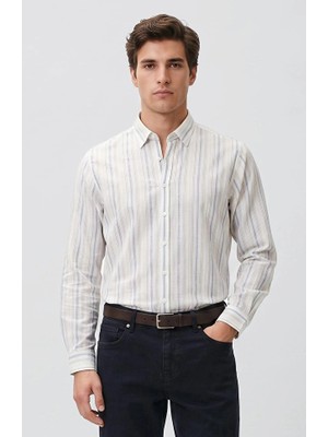 Network Comfort Fit Blue White Striped Shirt