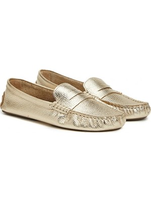 Network Gold Women's Leather Loafers