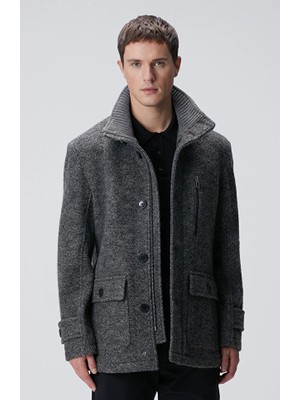 Network Grey Melange Wool Coat