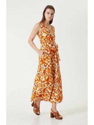 Network Orange Linen Dress