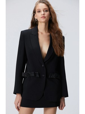 Network Black Evening Jacket With Stone Accessory