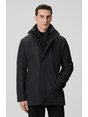 Network Black Stand Collar Casual Coat