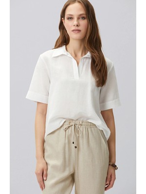 Network White Linen Blend Blouse