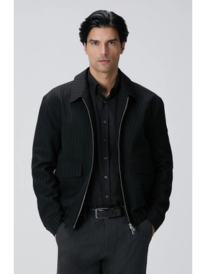 Network Black Striped Wool Jacket