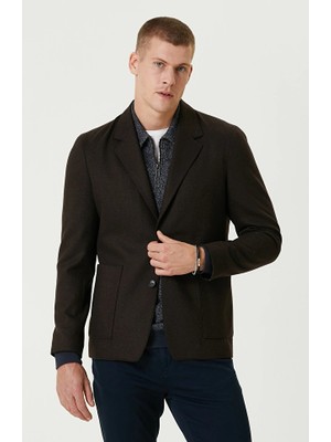 Network Brown Wool Blend Knit Jacket