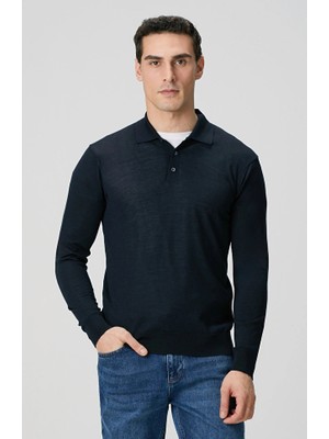 Network Limited Navy Wool Blend Knit Sweater