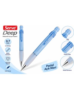 Serve Deep 07 Açık Mavi 0.7 mm Mekanik Uçlu Kurşun Kalem