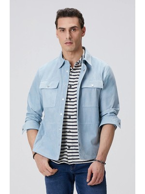 Network Light Blue Suede Jacket