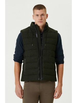 Network Khaki Wool Blend Puffer Casual Vest