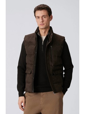 Network Brown Suede Look Casual Vest
