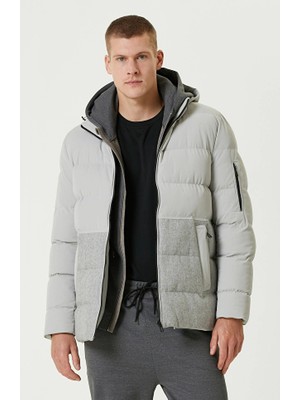 Network Grey Melange Wool Blend Puffer Casual Coat