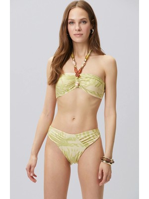 Network Green Patterned Bikini Top With Accessory