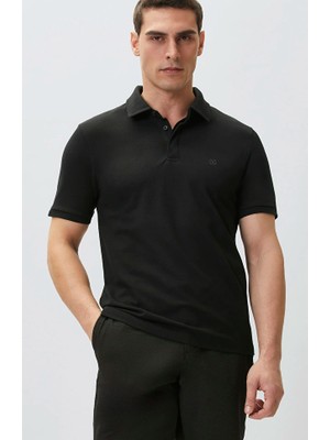 Network Black Pique Pattern Polo T-Shirt