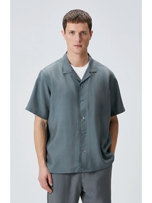Network Petrol Blue Lyocell Short Sleeve Shirt