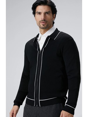 Network Black Melange Rayon Zip-Up Cardigan