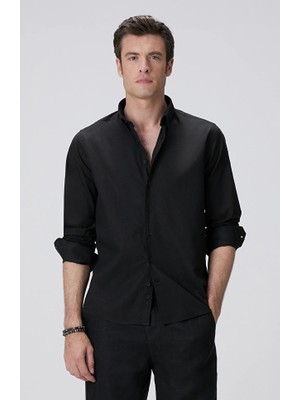 Network Black Linen Blend Shirt