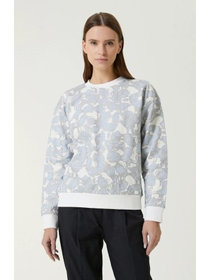 Network Blue And White Printed Sweatshirt